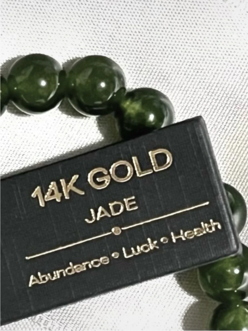 NWT Natural Green Jade & Freshwater Pearl Stretch Bracelet with 14K Solid Gold